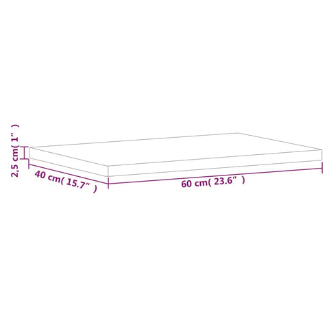 vidaXL Table Top 60x40x2.5 cm Rectangular Solid Wood Beech