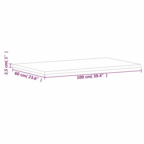 vidaXL Table Top 100x60x2.5 cm Rectangular Solid Wood Beech