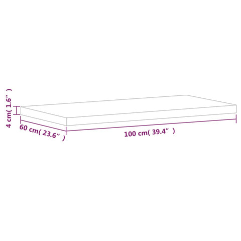 vidaXL Table Top 100x60x4 cm Rectangular Solid Wood Beech