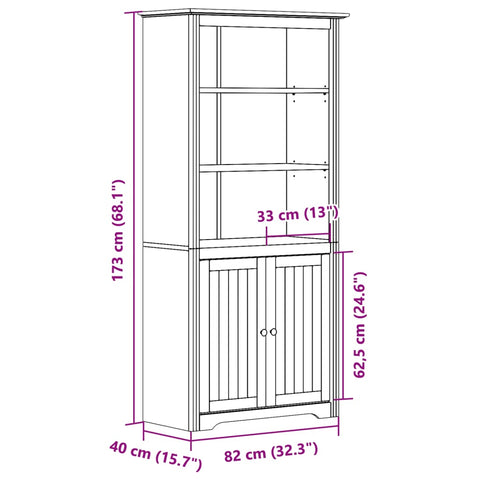 vidaXL Bookcase BODO Grey 80x40x172 cm Solid Wood Pine