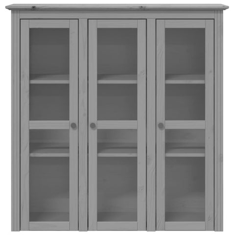 vidaXL Cabinet with Glass Doors BODO Grey Solid Wood Pine