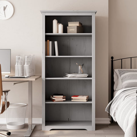 vidaXL Bookcase BODO Grey 80x38x180 cm Solid Wood Pine 5-Tier