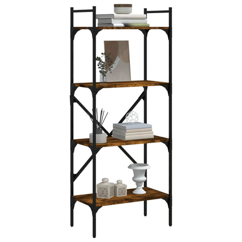 vidaXL Bookcase 4-Tier Smoked Oak 56x31.5x138.5 cm Engineered Wood