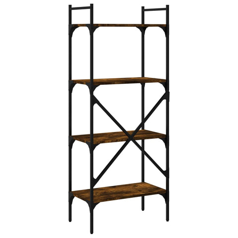 vidaXL Bookcase 4-Tier Smoked Oak 56x31.5x138.5 cm Engineered Wood