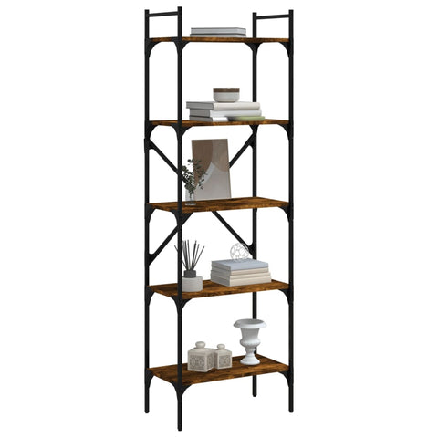 vidaXL Bookcase 5-Tier Smoked Oak 56x31.5x174 cm Engineered Wood