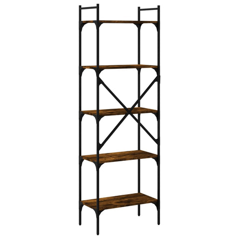 vidaXL Bookcase 5-Tier Smoked Oak 56x31.5x174 cm Engineered Wood