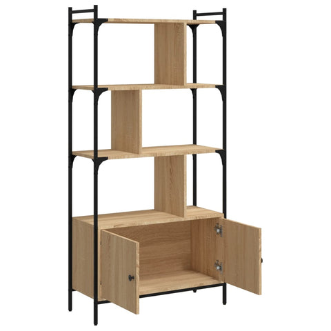 vidaXL Bookcase with Doors Sonoma Oak 76.5x30x154.5 cm Engineered Wood