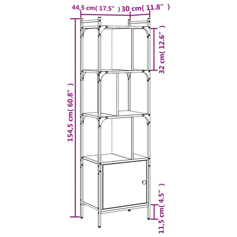 vidaXL Bookcase with Door Sonoma Oak 44.5x30x154.5 cm Engineered Wood
