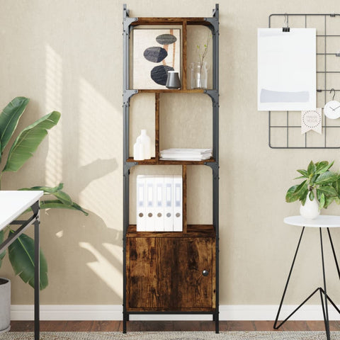 vidaXL Bookcase with Door Smoked Oak 44.5x30x154.5 cm Engineered Wood