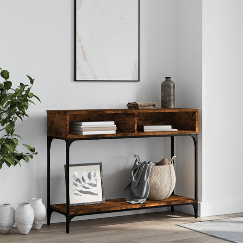 vidaXL Console Table Smoked Oak 100x30.5x75 cm Engineered Wood