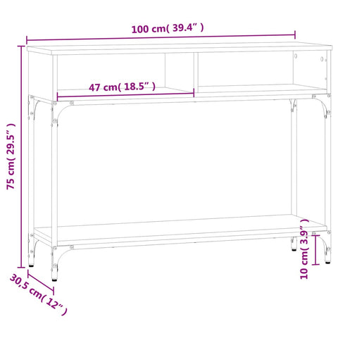 vidaXL Console Table Grey Sonoma 100x30.5x75 cm Engineered Wood