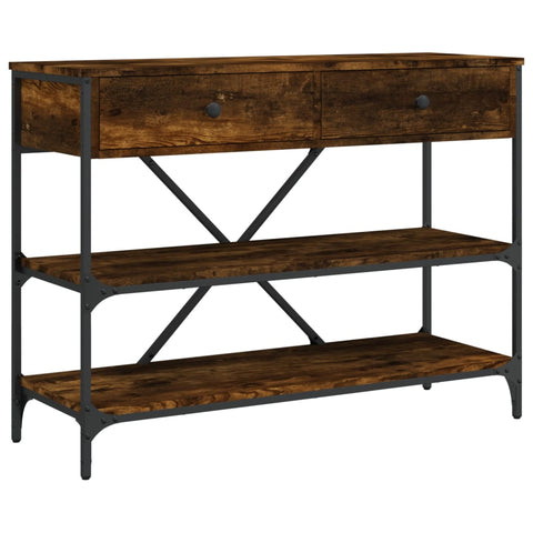 vidaXL Console Table with Drawers and Shelves Smoked Oak Engineered Wood