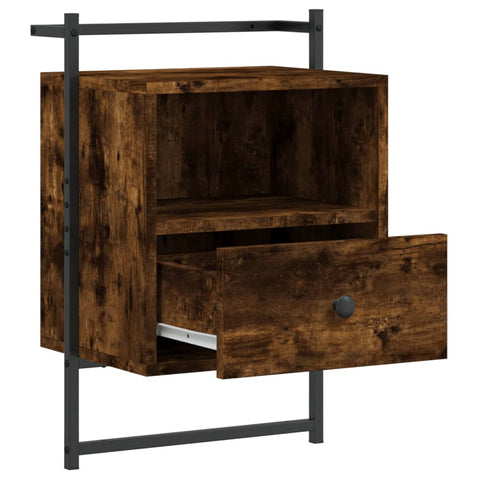 vidaXL Bedside Cabinet Wall-mounted Smoked Oak 40x30x61 cm Engineered Wood