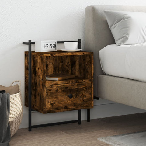 vidaXL Bedside Cabinet Wall-mounted Smoked Oak 40x30x61 cm Engineered Wood