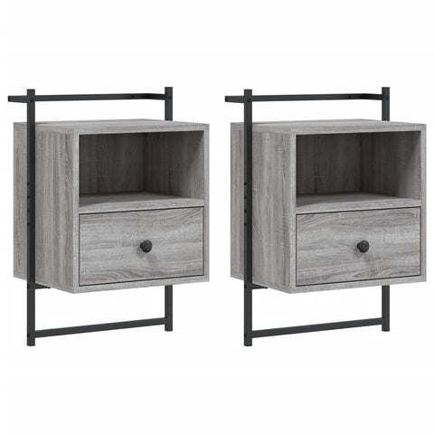 vidaXL Bedside Cabinets Wall-mounted 2 pcs Grey Sonoma 40x30x61 cm Engineered Wood