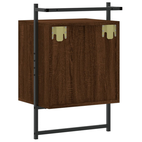 vidaXL Bedside Cabinet Wall-mounted Brown Oak 40x30x61 cm Engineered Wood