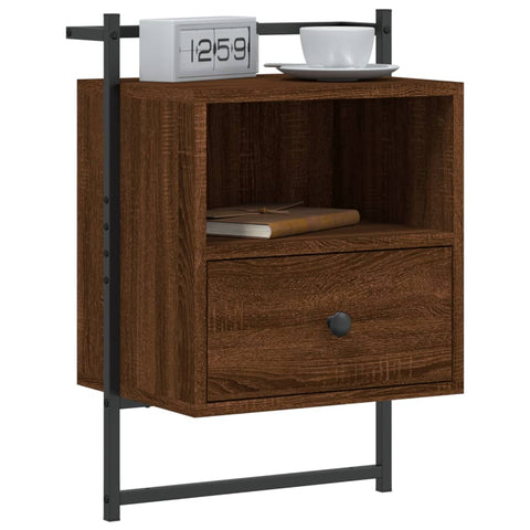 vidaXL Bedside Cabinets Wall-mounted 2 pcs Brown Oak 40x30x61 cm Engineered Wood