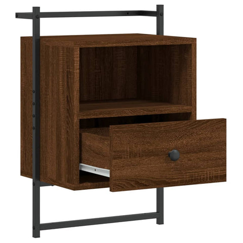 vidaXL Bedside Cabinets Wall-mounted 2 pcs Brown Oak 40x30x61 cm Engineered Wood