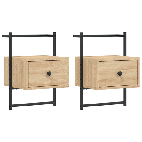 vidaXL Bedside Cabinets Wall-mounted 2 pcs Sonoma Oak 35x30x51 cm Engineered Wood