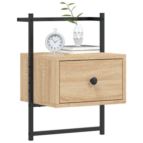 vidaXL Bedside Cabinets Wall-mounted 2 pcs Sonoma Oak 35x30x51 cm Engineered Wood
