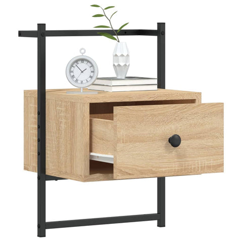 vidaXL Bedside Cabinets Wall-mounted 2 pcs Sonoma Oak 35x30x51 cm Engineered Wood