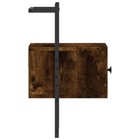 vidaXL Bedside Cabinet Wall-mounted Smoked Oak 35x30x51 cm Engineered Wood