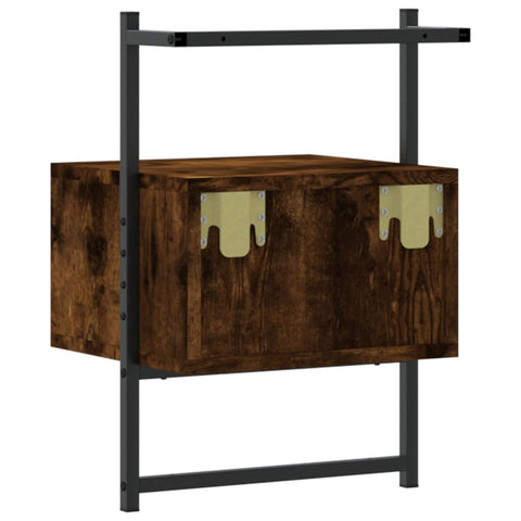 vidaXL Bedside Cabinet Wall-mounted Smoked Oak 35x30x51 cm Engineered Wood