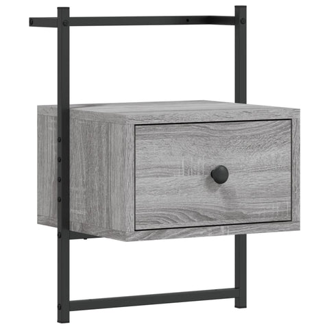 vidaXL Bedside Cabinet Wall-mounted Grey Sonoma 35x30x51 cm Engineered Wood