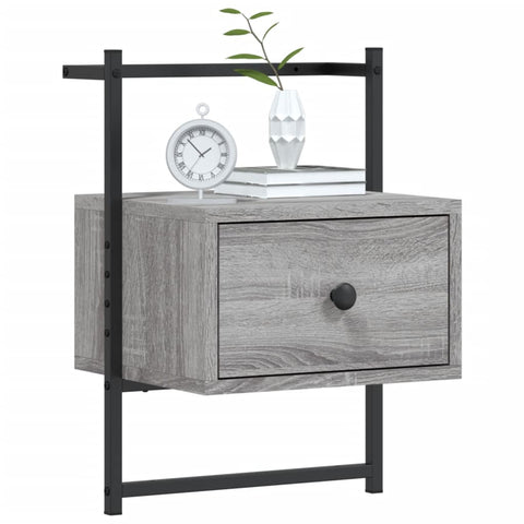 vidaXL Bedside Cabinet Wall-mounted Grey Sonoma 35x30x51 cm Engineered Wood