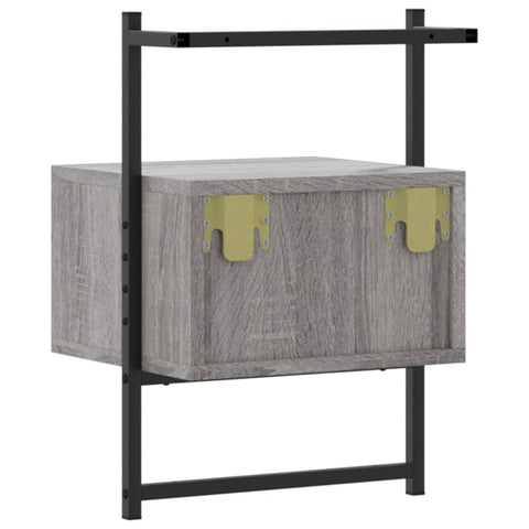 vidaXL Bedside Cabinet Wall-mounted Grey Sonoma 35x30x51 cm Engineered Wood
