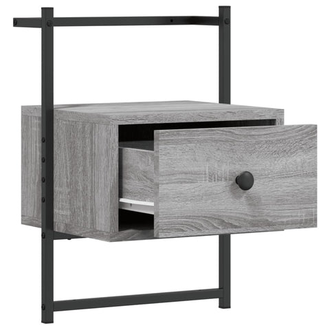 vidaXL Bedside Cabinet Wall-mounted Grey Sonoma 35x30x51 cm Engineered Wood