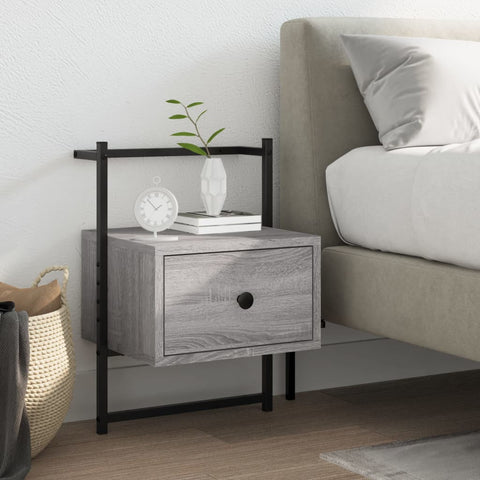 vidaXL Bedside Cabinet Wall-mounted Grey Sonoma 35x30x51 cm Engineered Wood