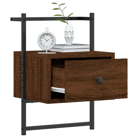 vidaXL Bedside Cabinets Wall-mounted 2 pcs Brown Oak 35x30x51 cm Engineered Wood
