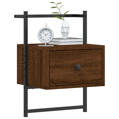 vidaXL Bedside Cabinets Wall-mounted 2 pcs Brown Oak 35x30x51 cm Engineered Wood