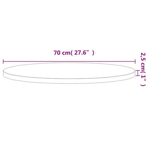 vidaXL Table Top Ø70x2.5 cm Round Solid Wood Beech