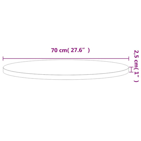 vidaXL Table Top Ø70x2.5 cm Round Solid Wood Beech
