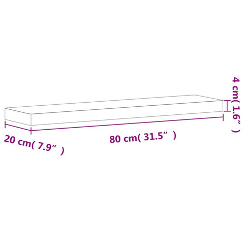 vidaXL Wall Shelf 80x20x4 cm Solid Wood Beech