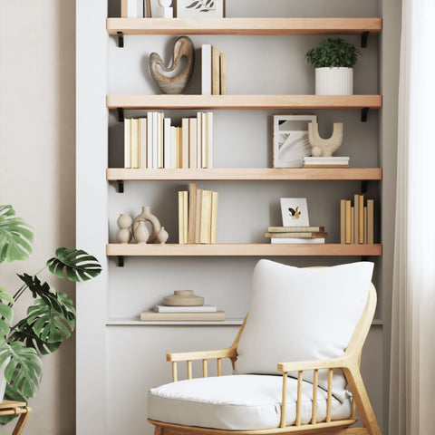 vidaXL Wall Shelf 80x20x4 cm Solid Wood Beech