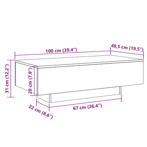 vidaXL Coffee Table Smoked Oak 100x49.5x31 cm Engineered Wood