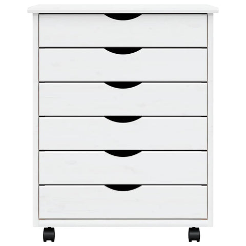 vidaXL Rolling Cabinet with Drawers MOSS White Solid Wood Pine