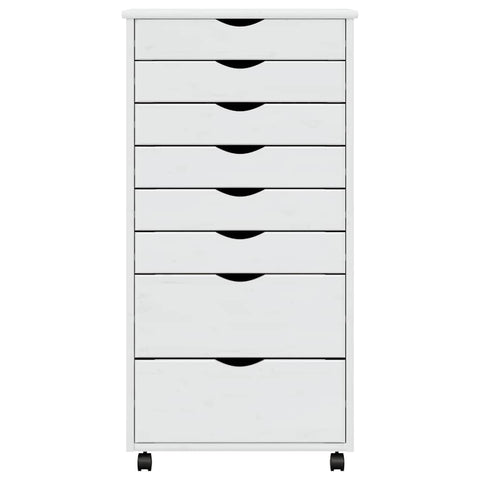 vidaXL Rolling Cabinet with Drawers MOSS White Solid Wood Pine