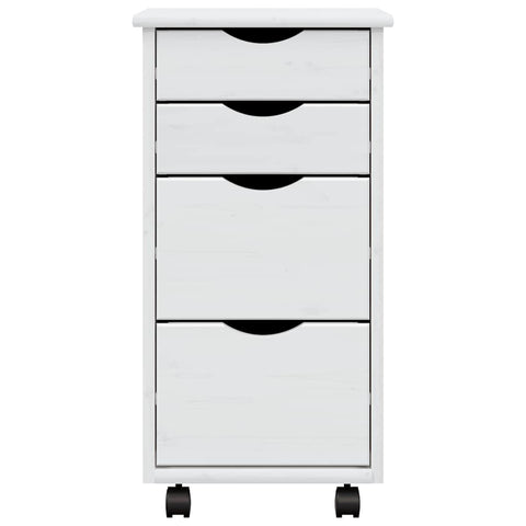 vidaXL Rolling Cabinet with Drawers MOSS White Solid Wood Pine