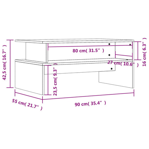 vidaXL Coffee Table White 90x55x42.5 cm Engineered Wood