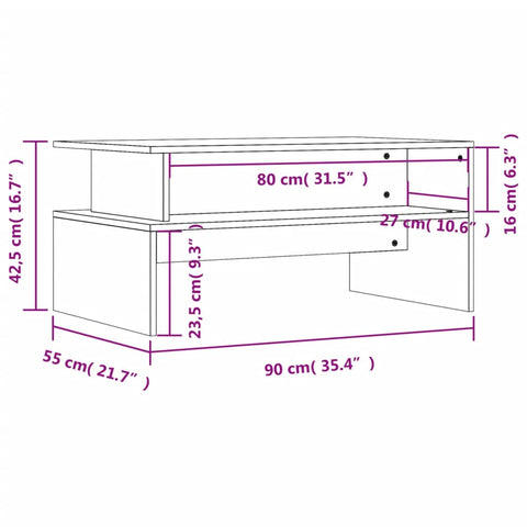 vidaXL Coffee Table Sonoma Oak 90x55x42.5 cm Engineered Wood