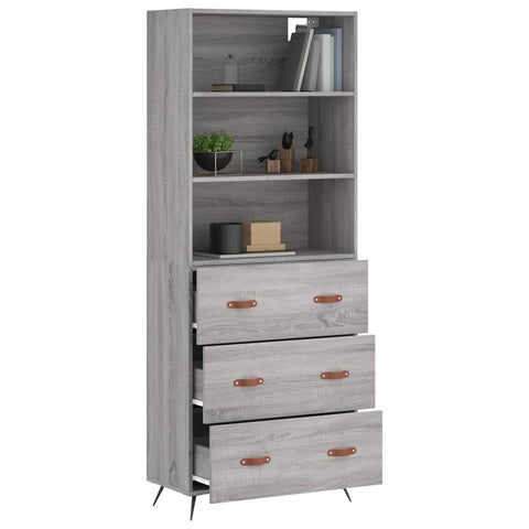 vidaXL Highboard Grey Sonoma 69.5x34x180 cm Engineered Wood