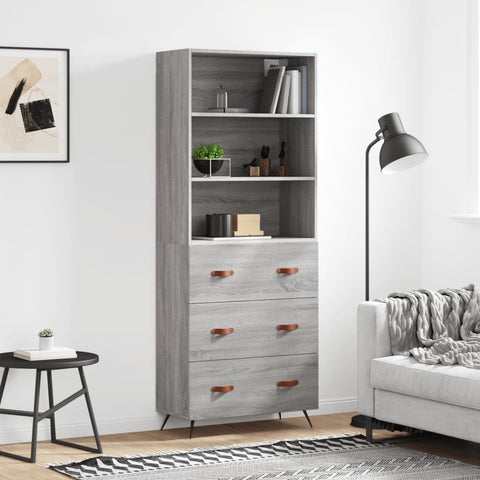 vidaXL Highboard Grey Sonoma 69.5x34x180 cm Engineered Wood