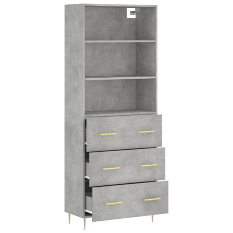 vidaXL Highboard Concrete Grey 69.5x34x180 cm Engineered Wood