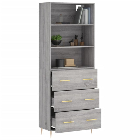 vidaXL Highboard Grey Sonoma 69.5x34x180 cm Engineered Wood