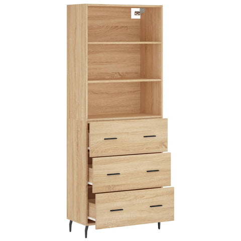 vidaXL Highboard Sonoma Oak 69.5x34x180 cm Engineered Wood