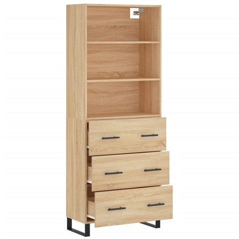 vidaXL Highboard Sonoma Oak 69.5x34x180 cm Engineered Wood
